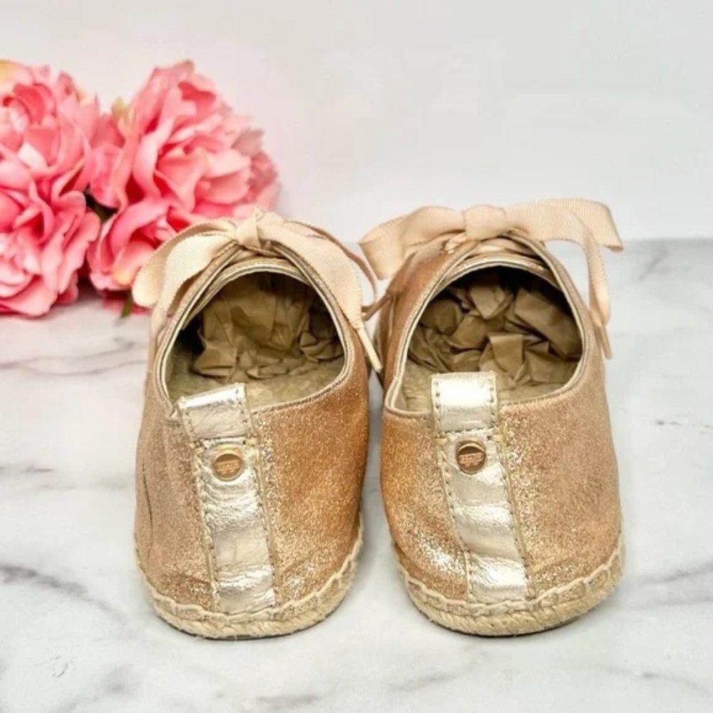 Coach Ramira Glitter Rose Gold Laceup Espadrilles 8.5 - Picture 3 of 6